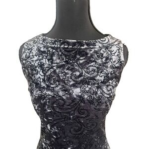 VTG La Belle Women S Black Silver Velvet Dress Boatneck Sheath‎ Whimsigoth Fairy